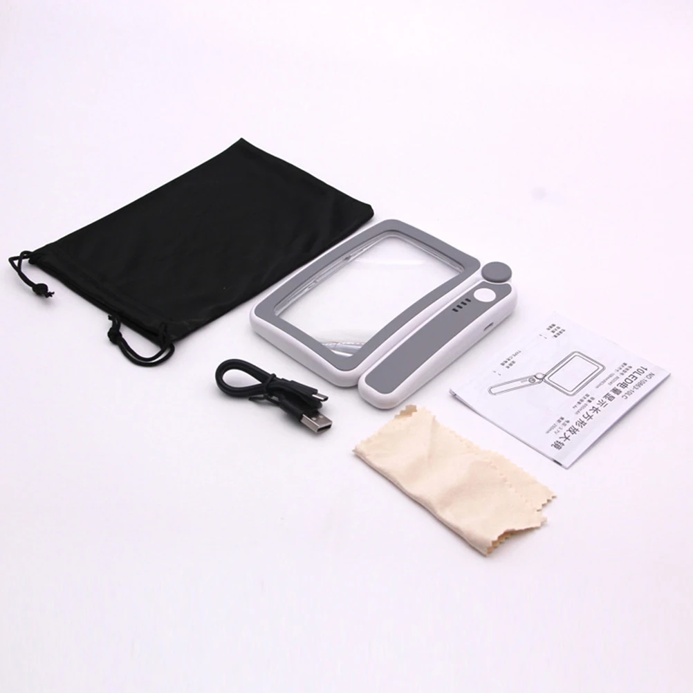 

Foldable LED Handheld Reading Magnifier 2x-6x Gray White Portable Mini Magnifying Glass for Books Sewing Crafts Jewelry Repair