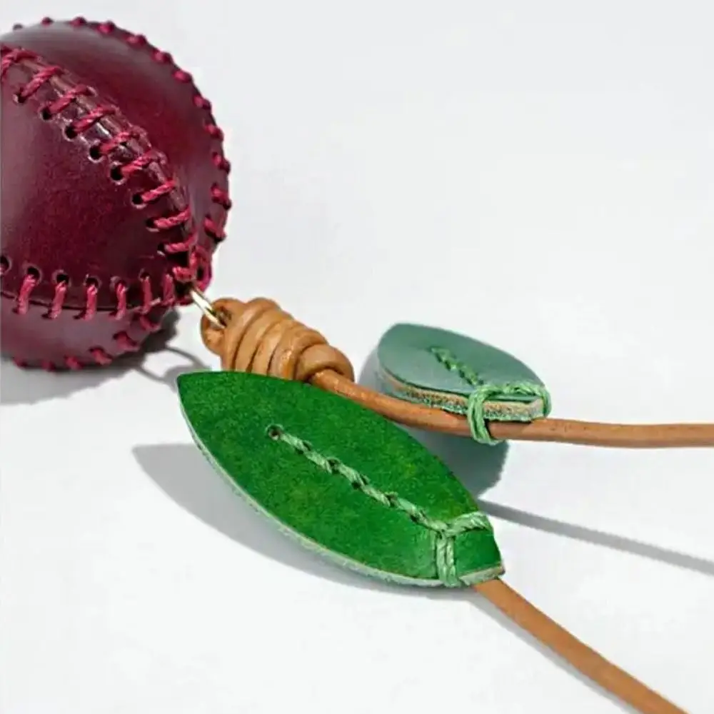 متعدد الألوان شماعات الرمان الفاكهة قلادة اليدوية سيارة كيرينغ الجلود المفاتيح الإبداعية حقيبة بنقوش كرتونية قلادة الرجال #6