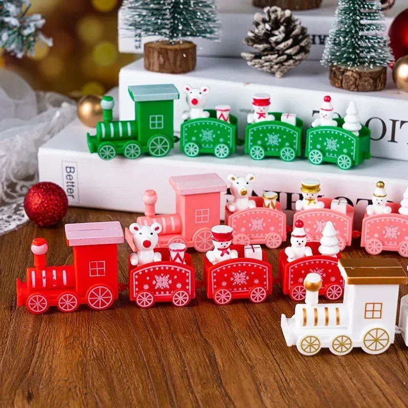 

Christmas Plastic/Wooden Train Toy Merry Christmas Decor For Home Kids Christmas Gift Xmas Ornaments 2023 New Year 2024