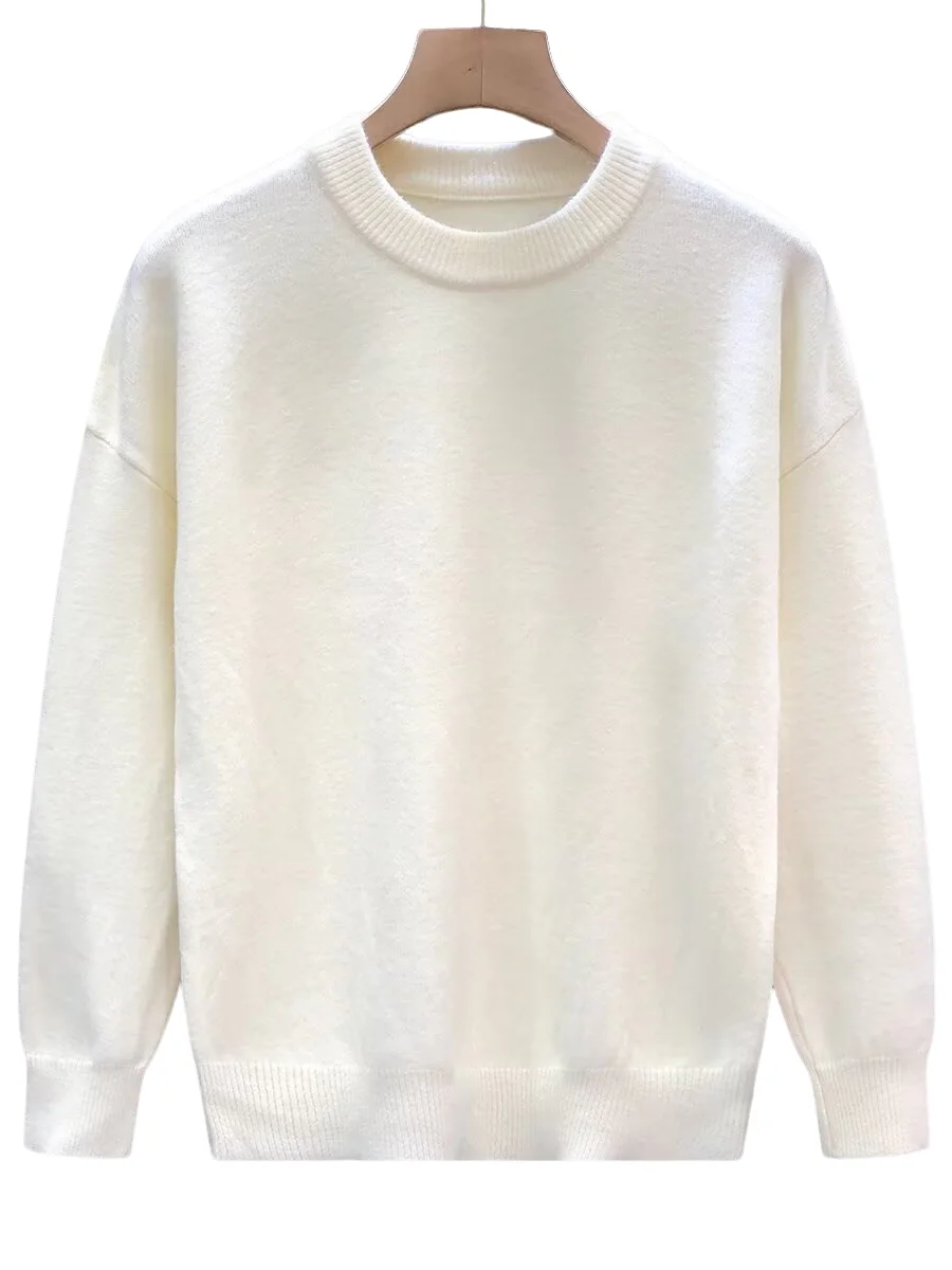 

Casual White round Ne Knitwear for Men Simple Pure Color Base Layer irt Autumn Winter Polyester Fiber Wear Resistant Long...