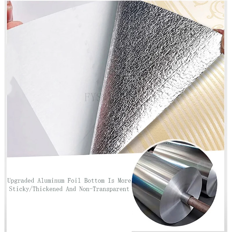 Upgraded Aluminum Foil Bottom Self-Adhesive Wallpaper Vertical Stripes Bedroom Home Decoration Non-Woven Thickened Wall Stickers