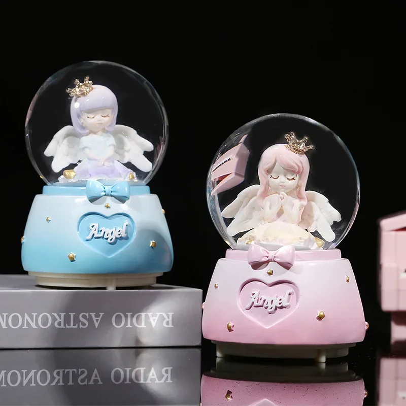 

Resin Crown Girl Multifunctional Snow Globe With Music Friend's Birthday Gift Crystal Ball TV Cabinet Decoration снежный шар 수정구