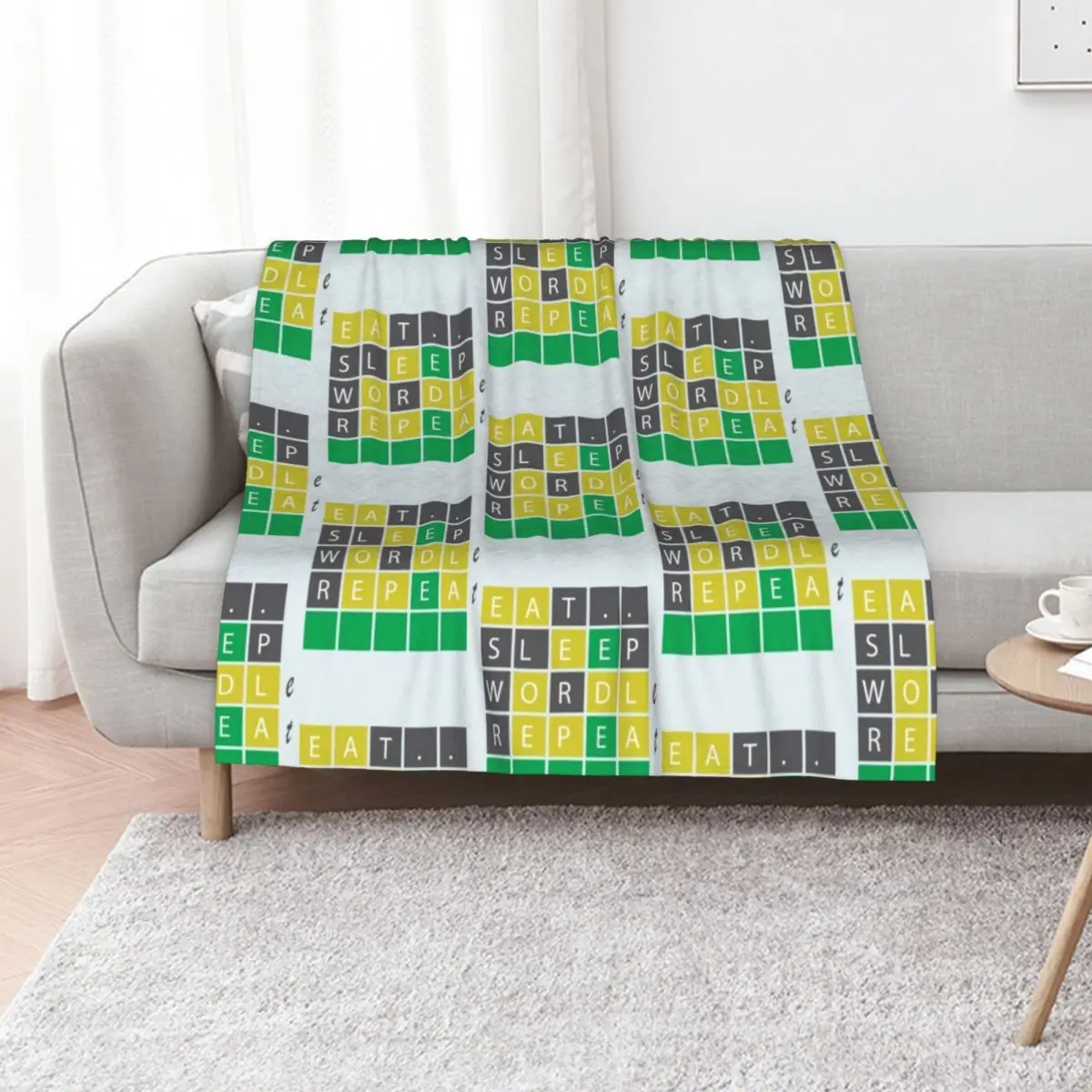 eat sleep wordle repeat, expert wordle, wordle today, wordle obsessed, march birth month, football C Throw Blanket