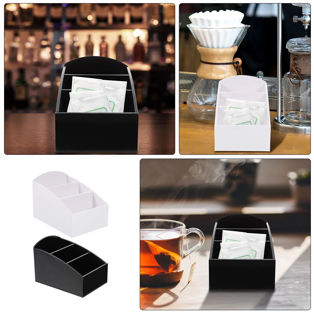 

2Pcs Acrylic Tea Bag Box Coffee Sugar Drink ganizer White Storage Compartment countertop condiment organizer tea bag box storage