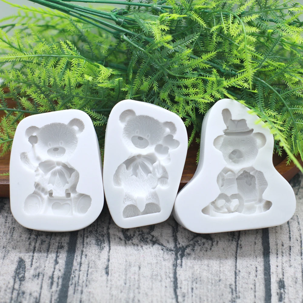 3d Bear Silicone Mold Fondant Cake Chocolate Candy Baking Sugar Craft Pastry Baking Mould Birthday wedding Decoration Tools