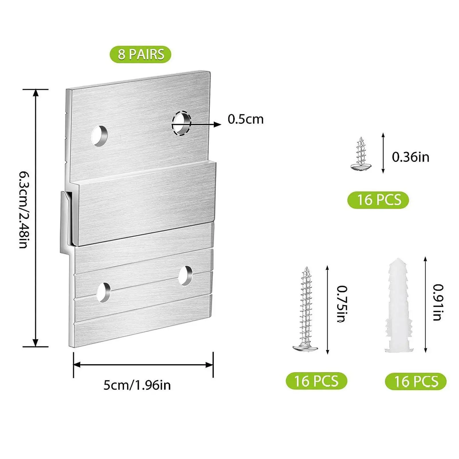 8 Pairs French Cleat Picture Hanger with Screws Sturdy Z Clips for Hanging for Artwork Whiteboard Wall Painting Cabinet Mirrors