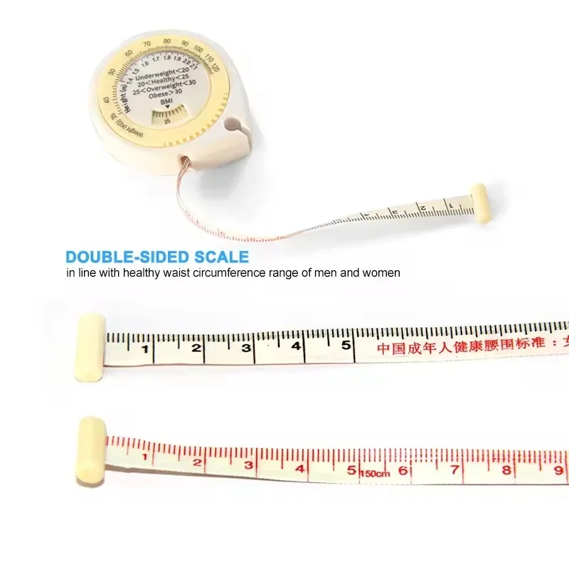 Tape Measure BMI Body Mass Index Push-button Retractable Locking Tape 150cm Calculator Diet Easy By Yourself Measures Tools