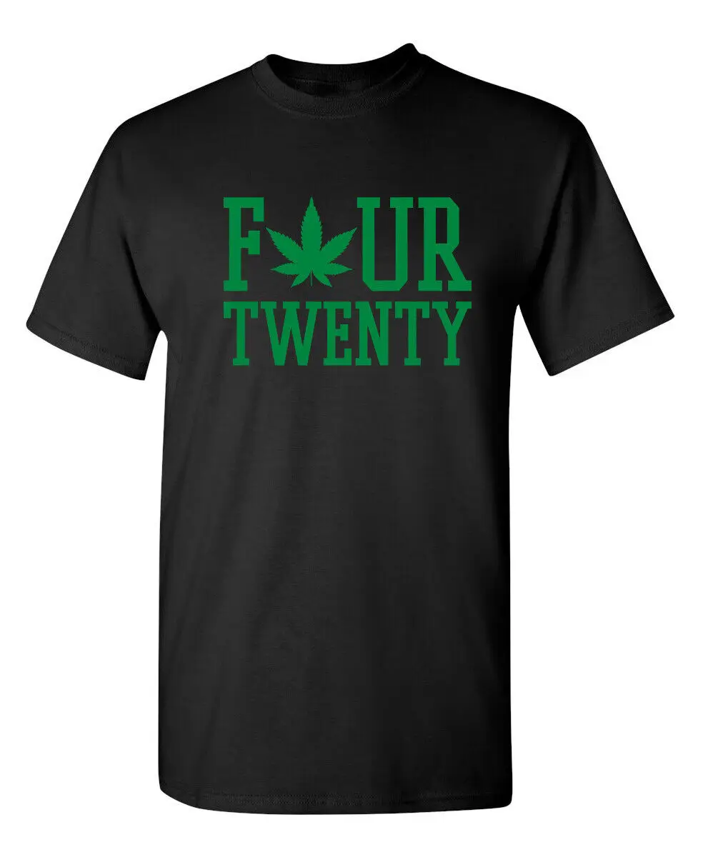 

Four Twenty Hash Leaf Sarcastic Humor Graphic Super Soft Ring Spun Funny T Shirt