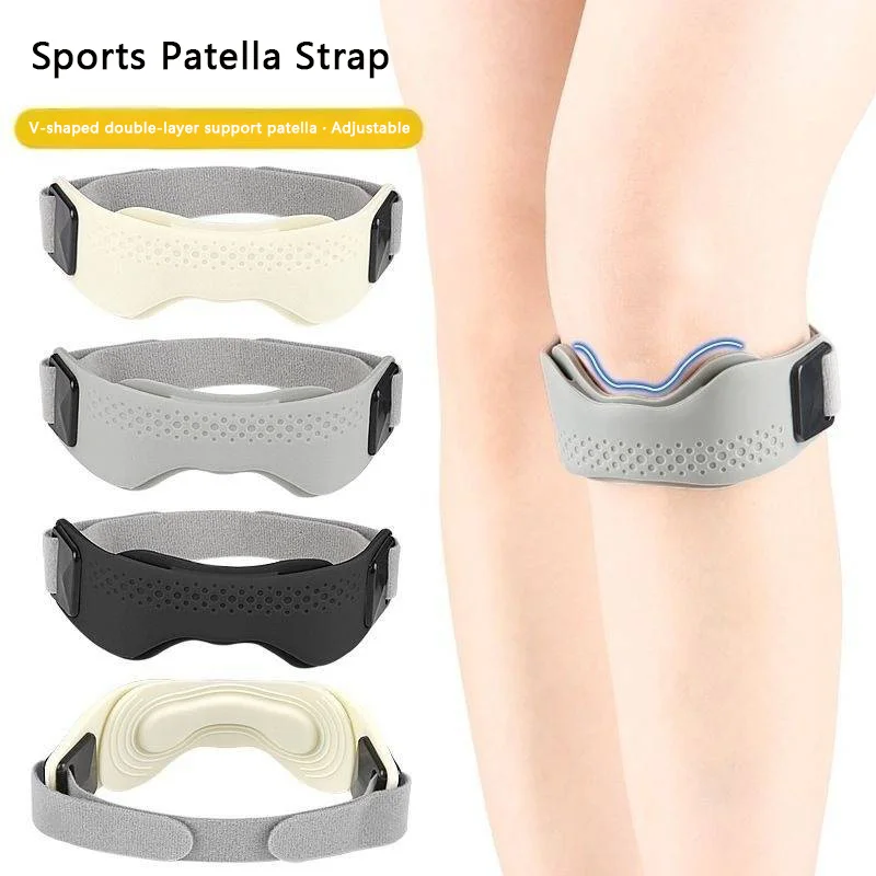 Weiches, druckverdämmendes Knie-Patella-Stützkissen, verstellbarer Patella-Schutzgurt, Sport-Silikon-Knieschoner für Laufen und Badminton