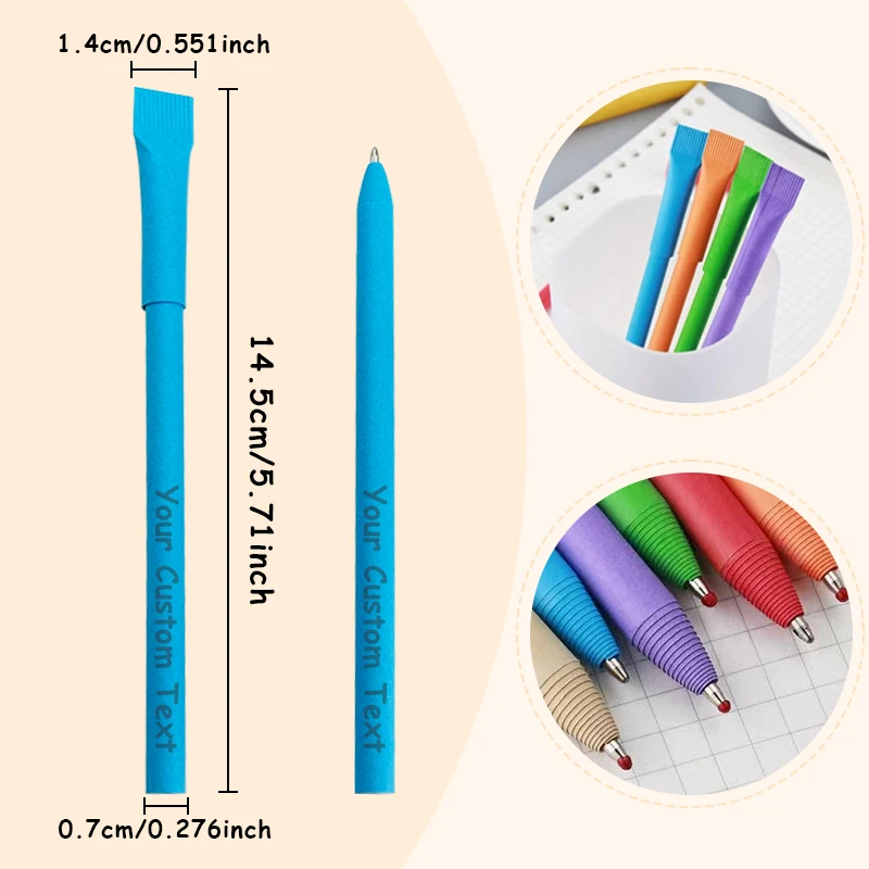 20PCS Customizable Kraft Paper Tube Ballpoint Pens for Promotional Pen Custom Printed Bulk Advertising Hotel & Corporate Gifts