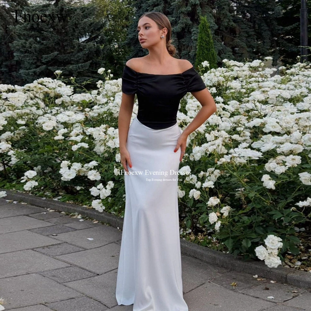 Fnoexw Off the Shoulder Prom Dresses Short Sleeves Floor Length Mermaid Women Formal Party Elegant Gown 2024 Vestidos De Gala