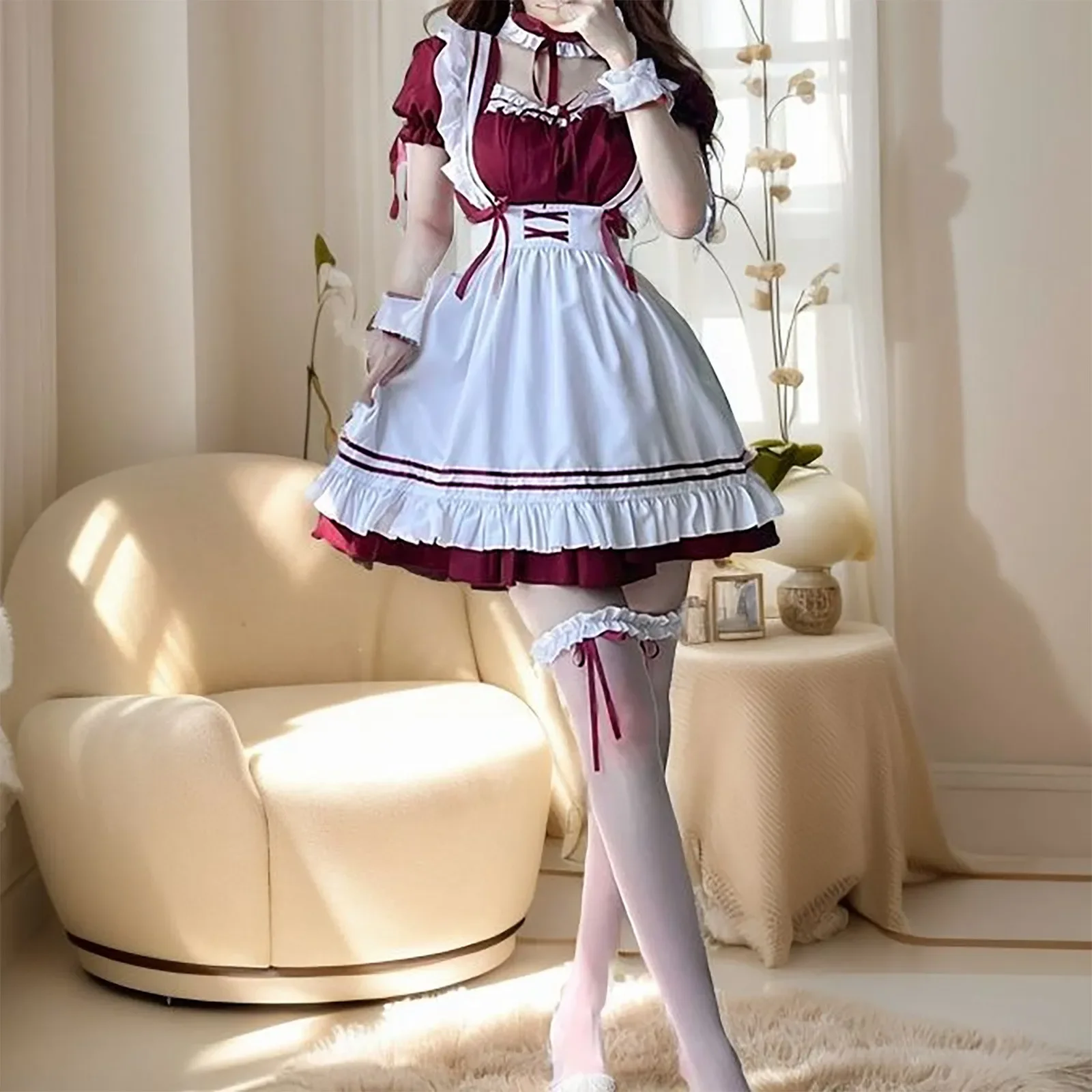 2023 Black Cute Lolita Maid Costumes Girls Women Lovely Maid Cosplay Costume Animation Show Japanese Outfit Dress Clothes