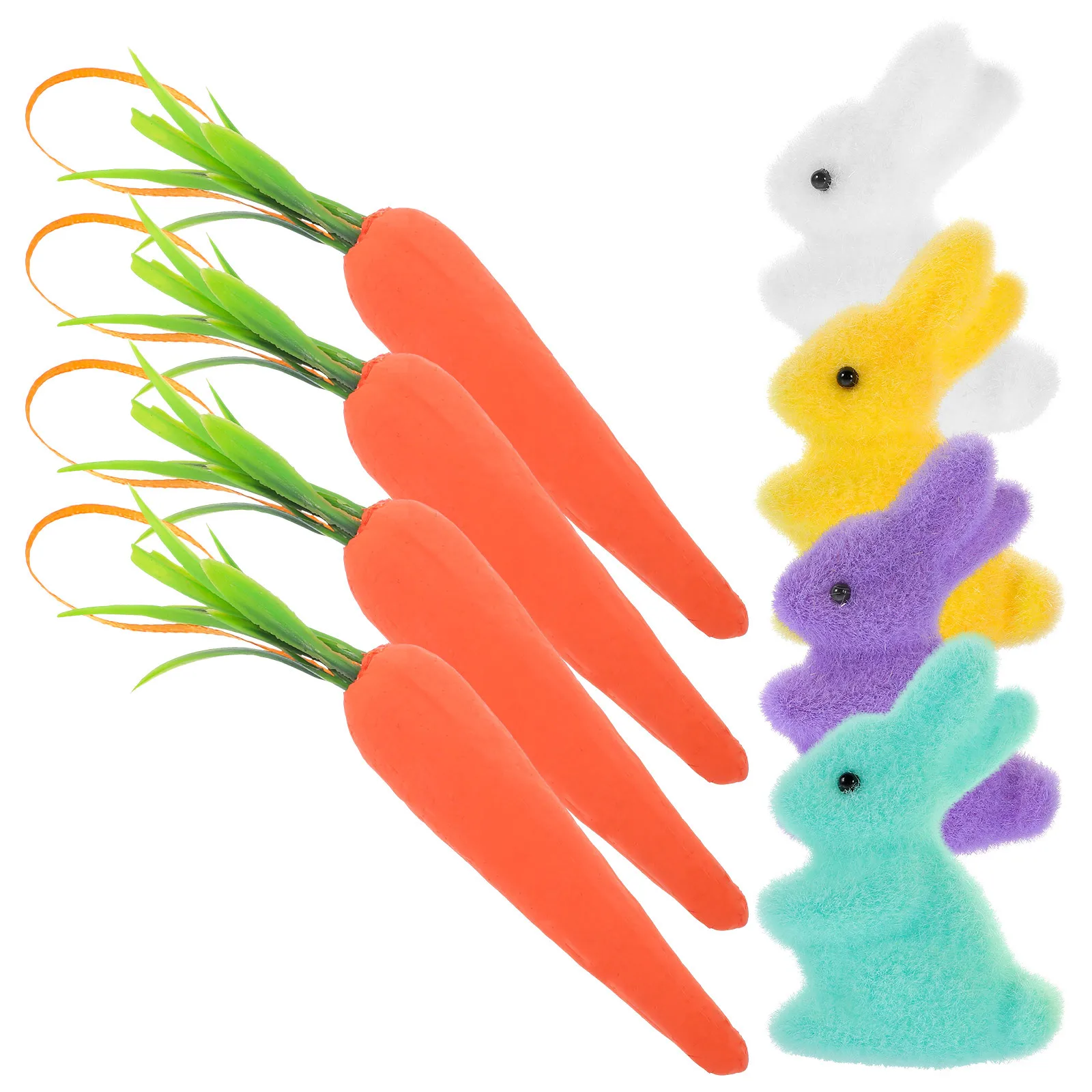 

8Pcs Easter Carrot Rabbit Decoration Set Colorful Soft Foam Bunny Hanging Ornaments Easter Party Home Decor Bunny Figurines