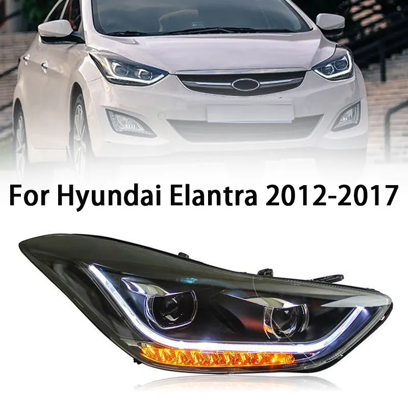 

Автомобильная передняя фара для Hyundai Elantra 2012-2017, автомобильная лампа DRL Hella 5, ксеноновая линза Hid H7 Elantra, автомобильные аксессуары