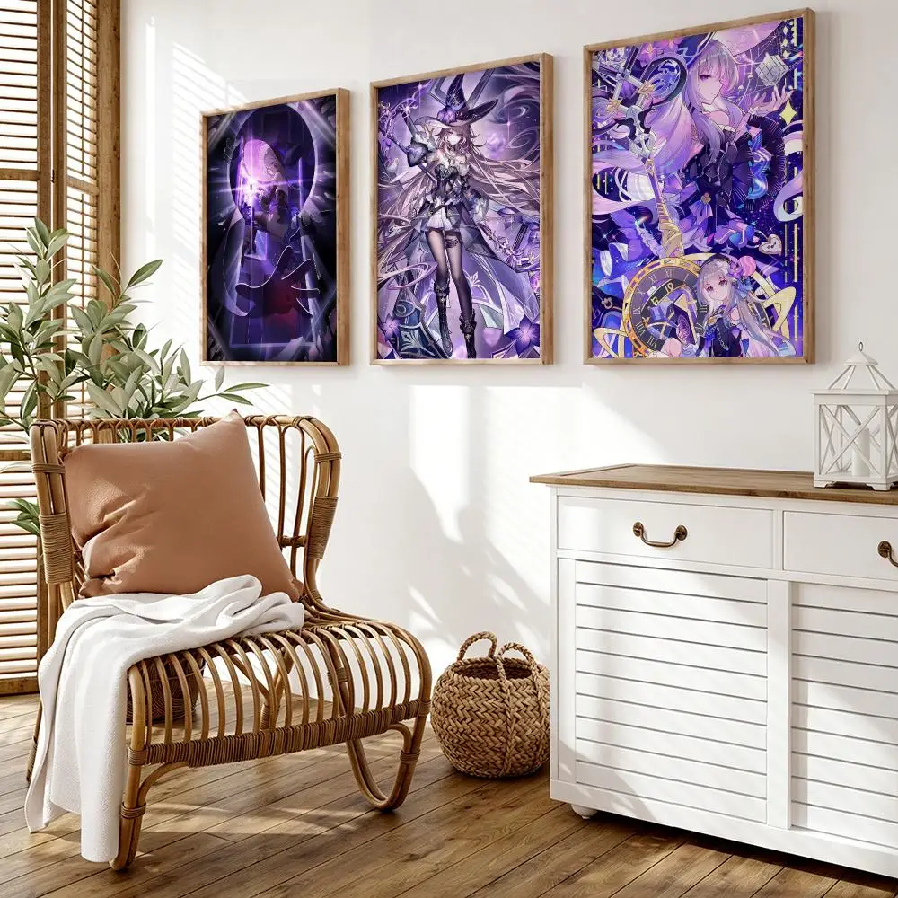 The Herta Honkai Star Rail Poster Wall Stickers HD Painting Self Adhesive Art Decals for Bedroom Living Room Home Decor