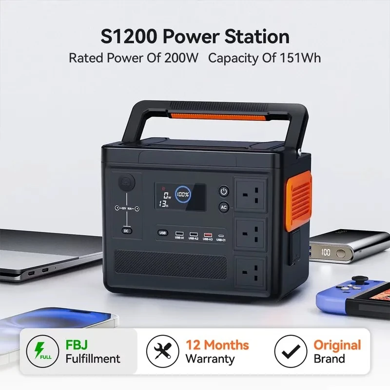S1200 LiFePO4 1200W Pure Sine Wave Portable Power Station with MPPT Solar Charge and Car Compatibility