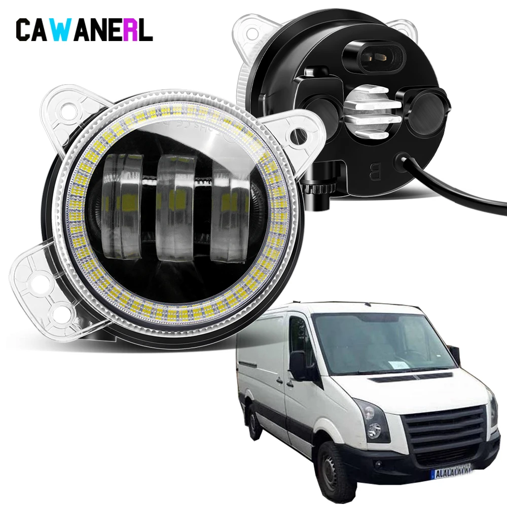 2 X LED Fog Light Car Angel Eye DRL Daytime Running Lamp 30W For Volkswagen VW Crafter 30-35 30-50 2006 2007 2008 2009 2010 2011