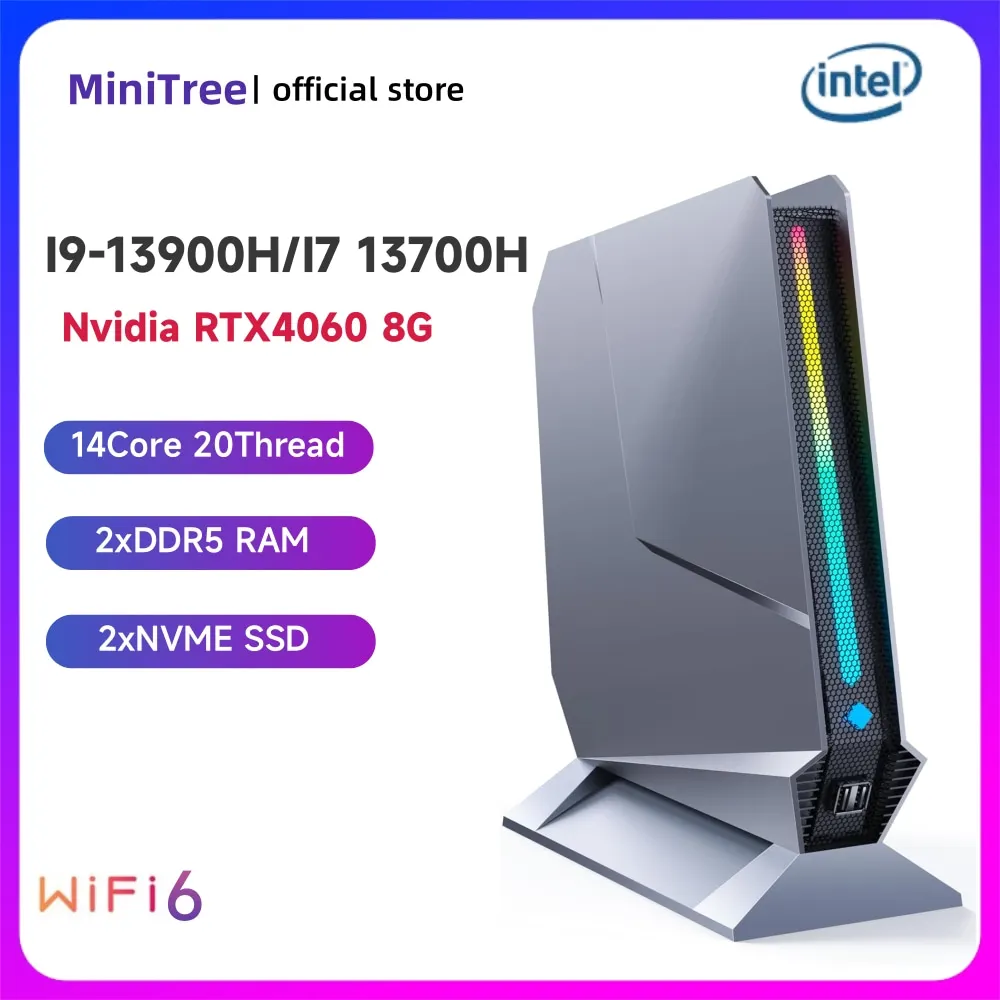 Intel i9 13900H Mini Gaming PC RTX4060 8G DDR5 13Th Gen Gamer Mini PC 4K HD 2.5G LAN WiFi6 Win11 Pro Gaming Computer 4xUSB3.0