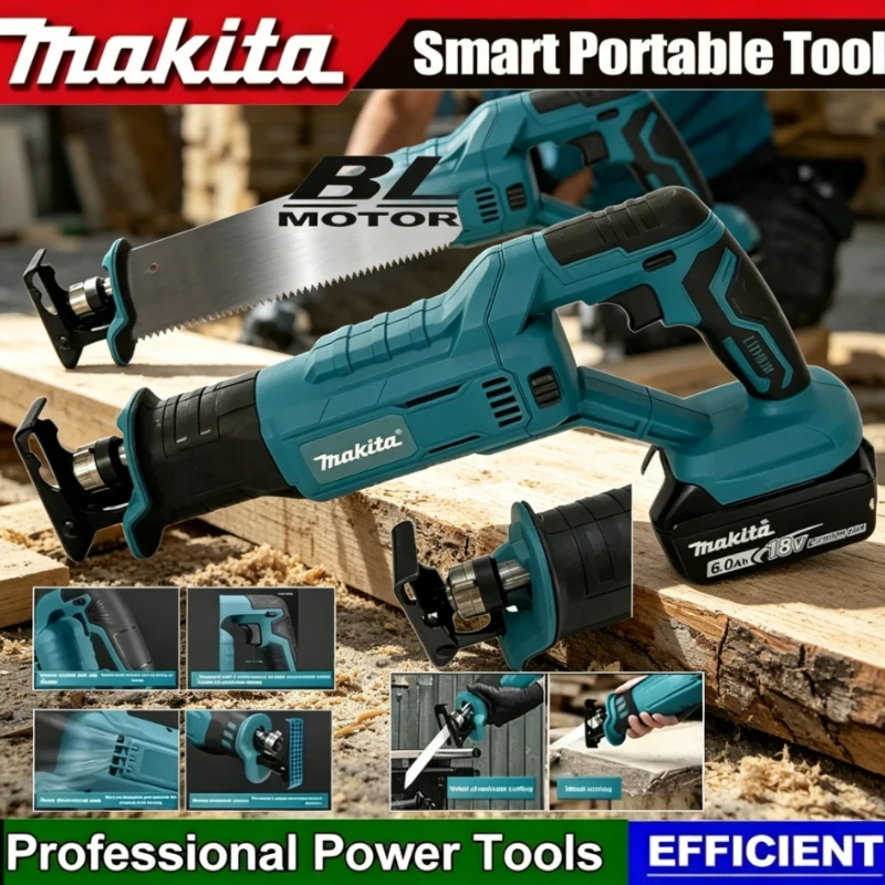 

Makita Cordless High-Power Reciprocating Saw Brushless Cutting Saw Handheld Multifunctional Household Small Electric Saw