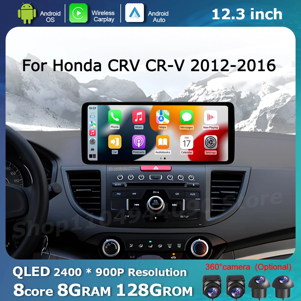 

QLED 2400*900P Car Touch Display Screen for Honda CRV CR-V 2012-2016 Multimedia Radio Player GPS Navi WiFi Carplay Android Auto