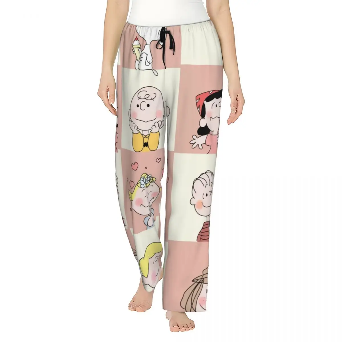 

Custom Cartoon Snoopy Woodstock Animation Pajama Pants Women's Anime Dog Lounge Sleep Drawstring Sleepwear Bottoms with Pockets