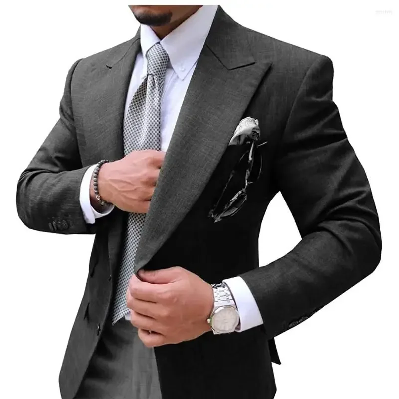 2-piece Men's suit Men's suit Casual Slim Noble Champagne Grey suit Formal Business Wedding groom's tuxedo