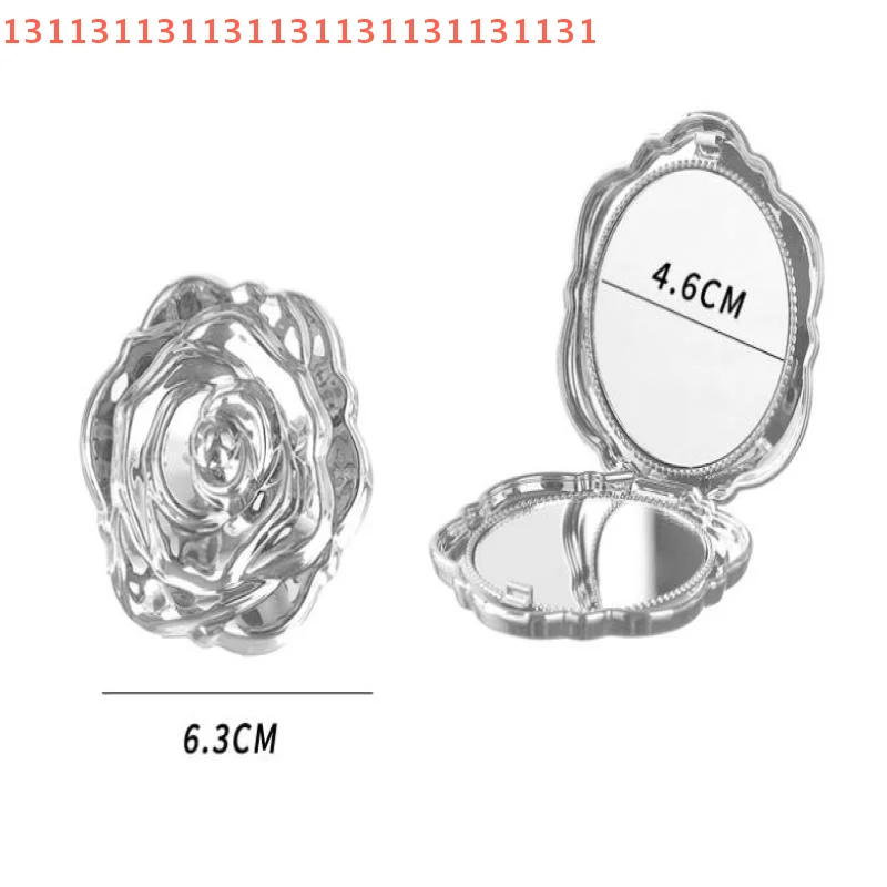 1 mini specchio portatile retrò con fiore di rosa - Strumento di bellezza cosmetica per specchio tascabile compatto a doppia faccia