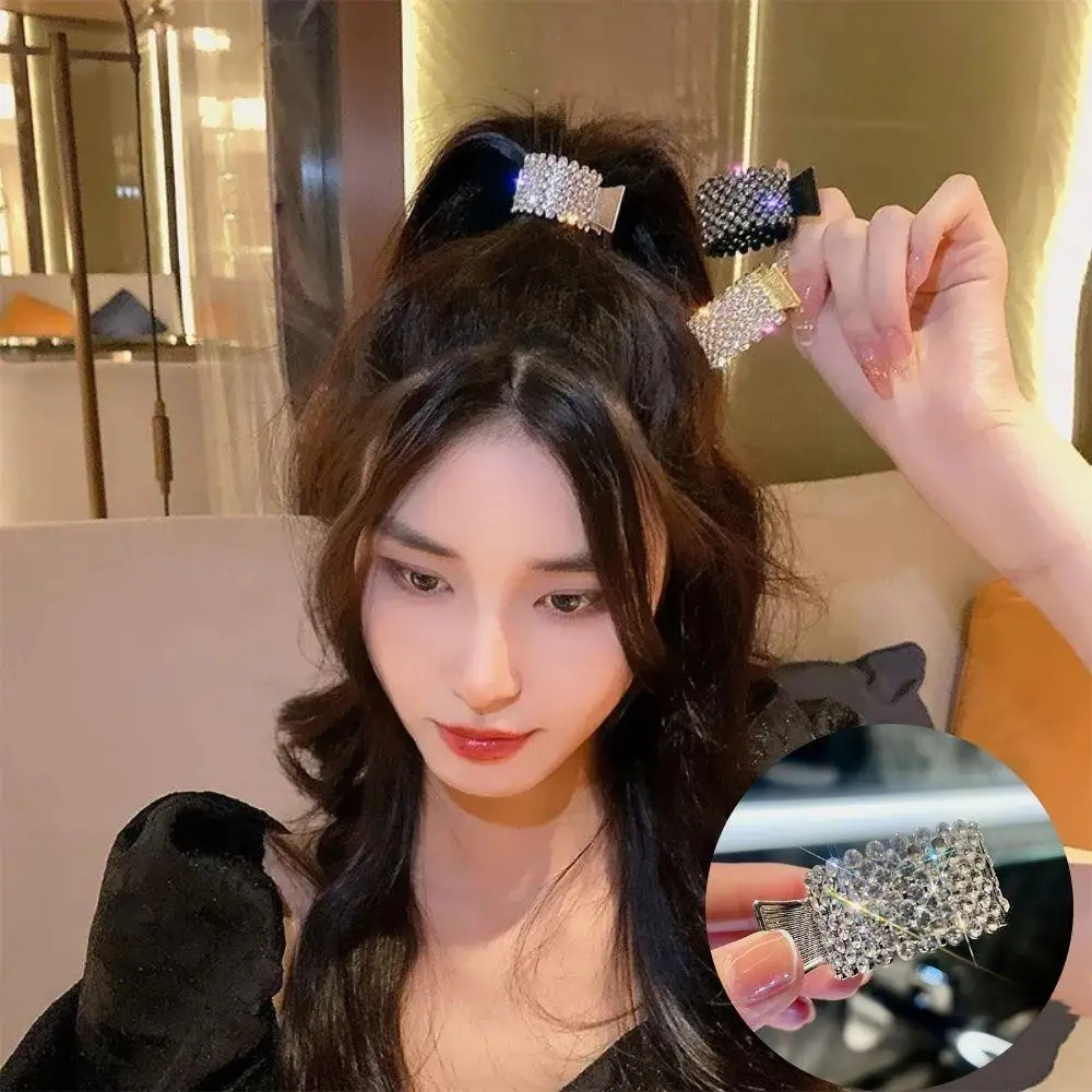 

1Pc Fashion Rhinestone Metal Hair Clip Women Girls Mini High Ponytail Holder Crystal Hair Claws Elegant Luxury Lady Headwear
