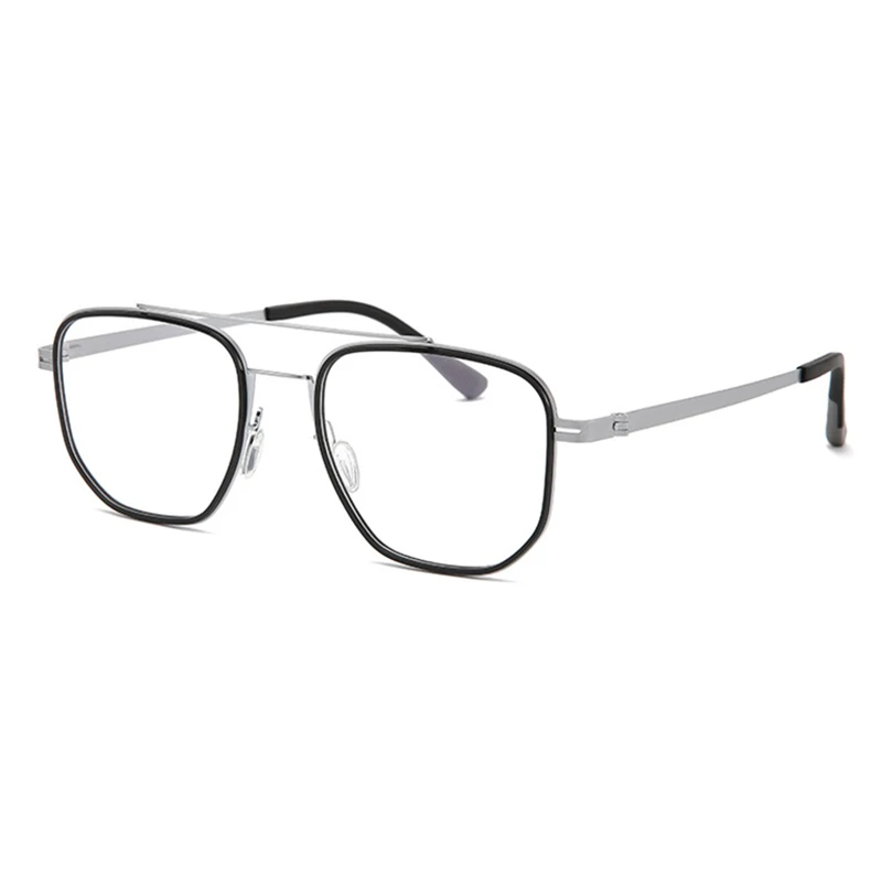 

Новые мужские квадратные очки для чтения с двойным мостом и защитой от синего света, мужские модные металлические + TR очки для дальнозоркости, линзы по рецепту на заказ