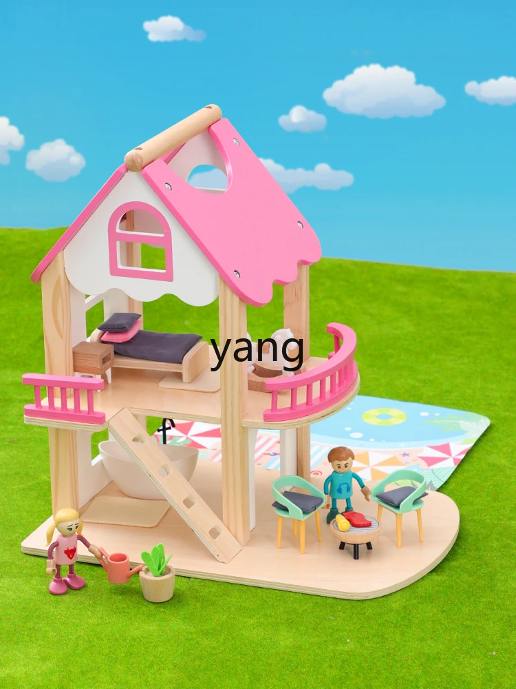 CX Simulation Furniture Children DIY Princess Room Doll House Assembled Small House Model Villa Gift