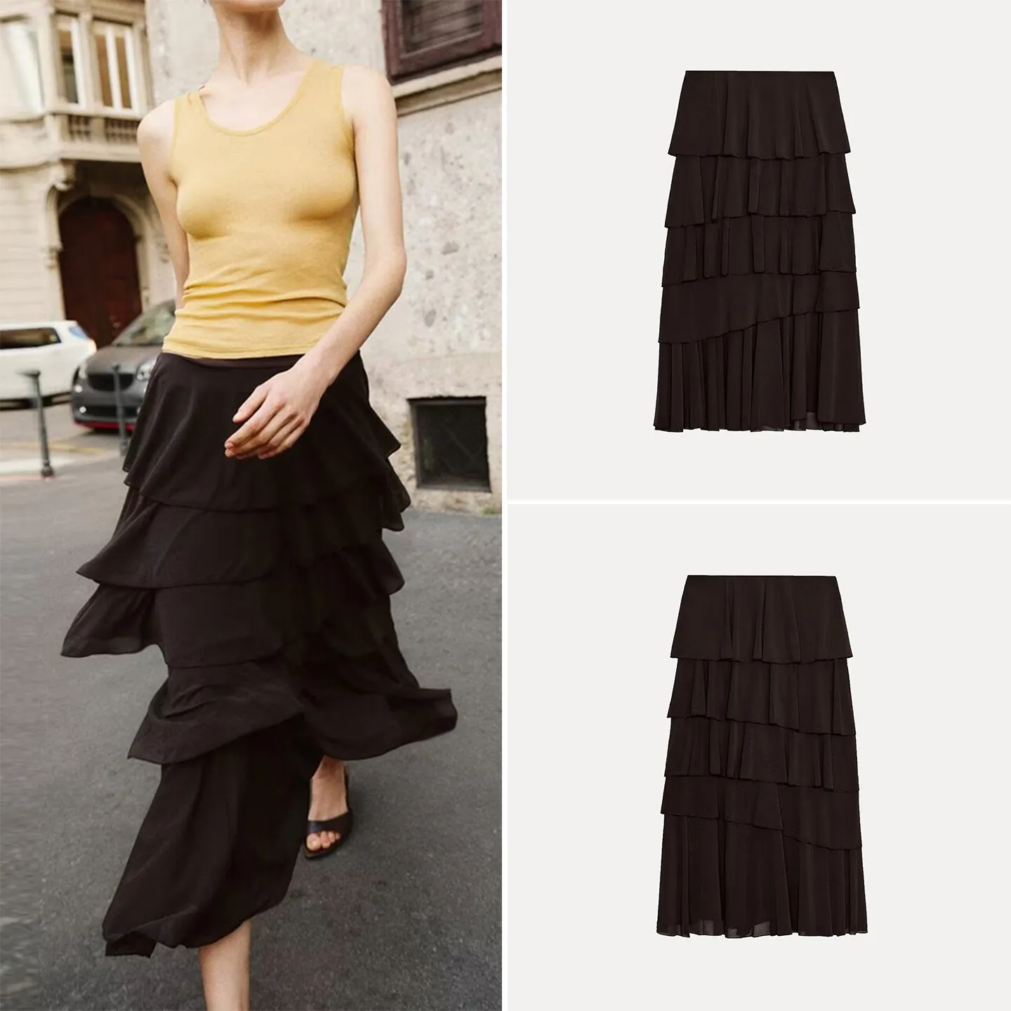 

Женская юбка миди 2026: Новая весенняя коллекция, модный дизайн с многослойным декором, стильная, стандартный крой