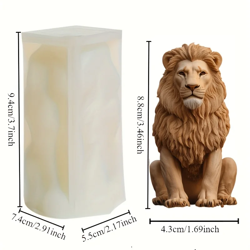 3D Animal Lion Candle Silicone Mold - Decorative Ornament Circular Animal Series Casting Gypsum Resin Drop Glue Mold