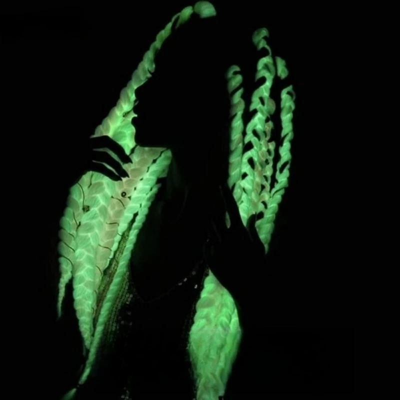 توهج الظلام المجدل ملحقات جدائل شعر صناعية ملونة حبل الرهبة يقع الرجال النساء الهذيان حفلة تأثيري الريغي نمط