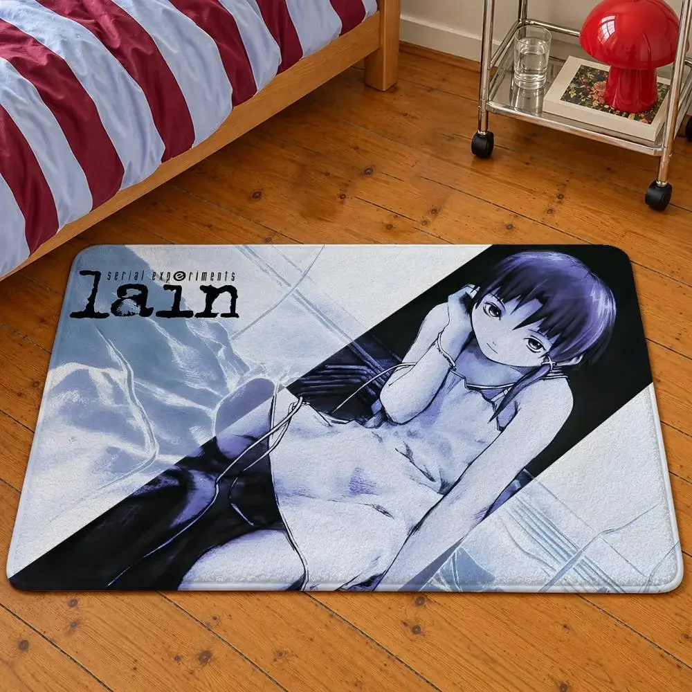 Experiments Anime Floor Mat Soft Flannel Entrance Doormat Non-Slip Washable Rug Serial Wired Bedroom Lain Kitchen Home The Decor