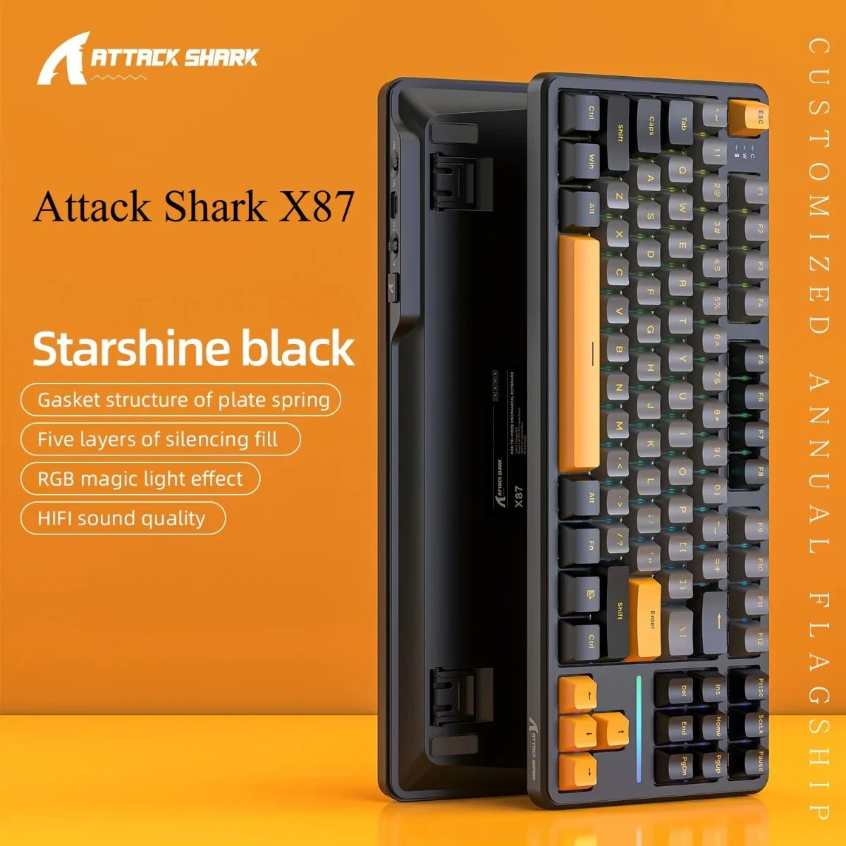 Attack Shark X87 Mechanical Keyboard RGB Gasket Hot Swappable Wireless Bluetooth Custom Macro Drive Esports Gaming Keyboard