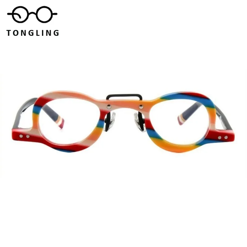 2026 High-Quality Fashion Men Retro MultiColor Tortoiseshell Women Handcrafted Acetate Small Cat-Eye Casual Personalized Glasses
