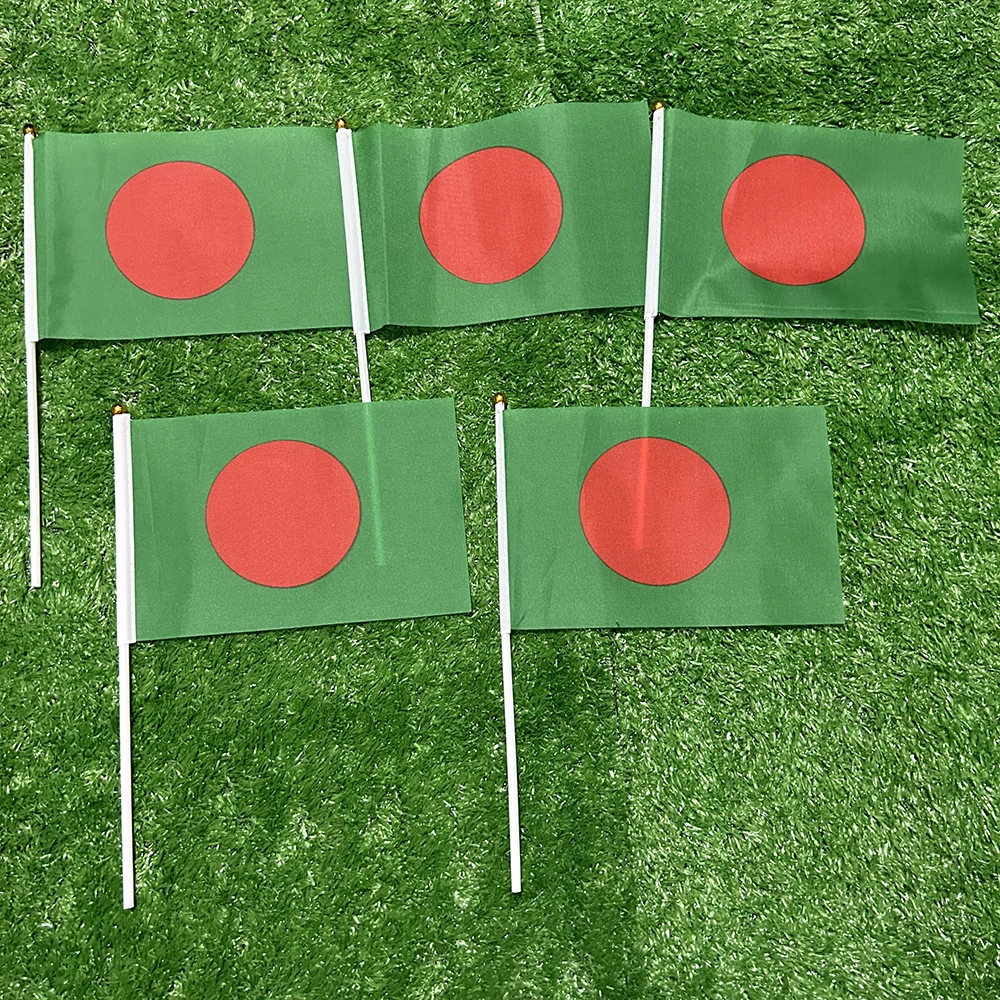 SKY FLAG Bangladesh hand Flag 10/20/50/100pcs 21*14cm Bangladesh Hand Waving Flags With plastic pole For Sports Activity Decor