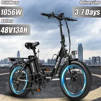 E-bike 1056W Powerful Peak Motor 48V13AH Lithium Battery City Aldult Electric Bicycle 20In Tire Foldable Two Seats Electric Bike