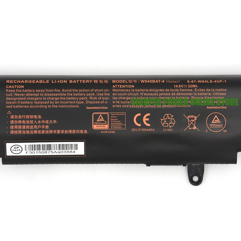 CP Laptop Battery W940BAT-6 W940BAT-3 W940BAT-4 14.8V/32Wh For W94LS Series Notebook