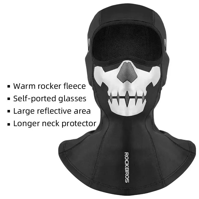 ROCKBROS Motorcycle Balaclava Winter Cycling Caps Skull Print Bicycle Full Face Mask Skiing Hiking Scarves Windproof Thermal Hat - Image 7