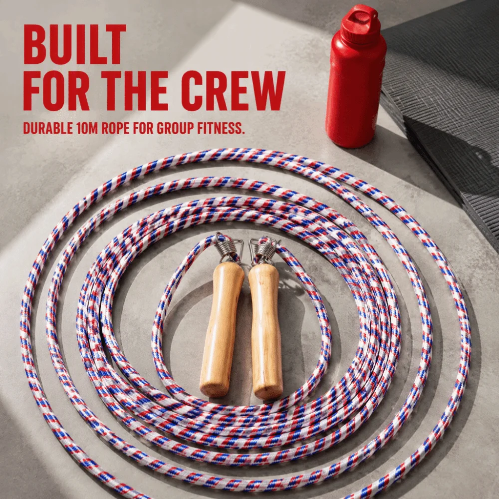 10m Length Long Jump Rope Wooden Handle Multiplayer Design Team Jump Rope Long Size 32.8ft Length Long Skipping Rope Party Game