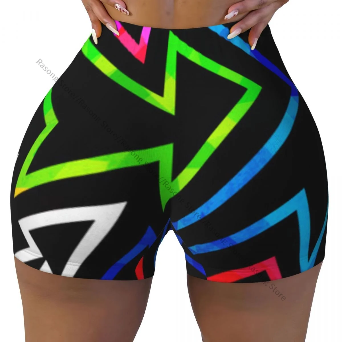 Sexy tight hip sports shorts Geometric Grunge Print fitness women's comfortable yoga shorts