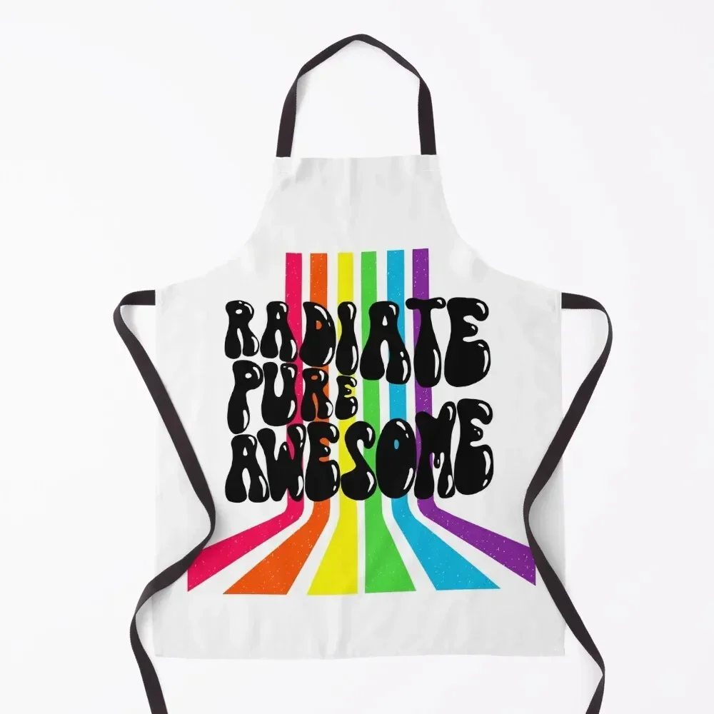 

Radiate Pure Awesome, 70s Lettering, Positive Vibes Apron chef for man kitchen jacket woman Children'S Nursing Apron