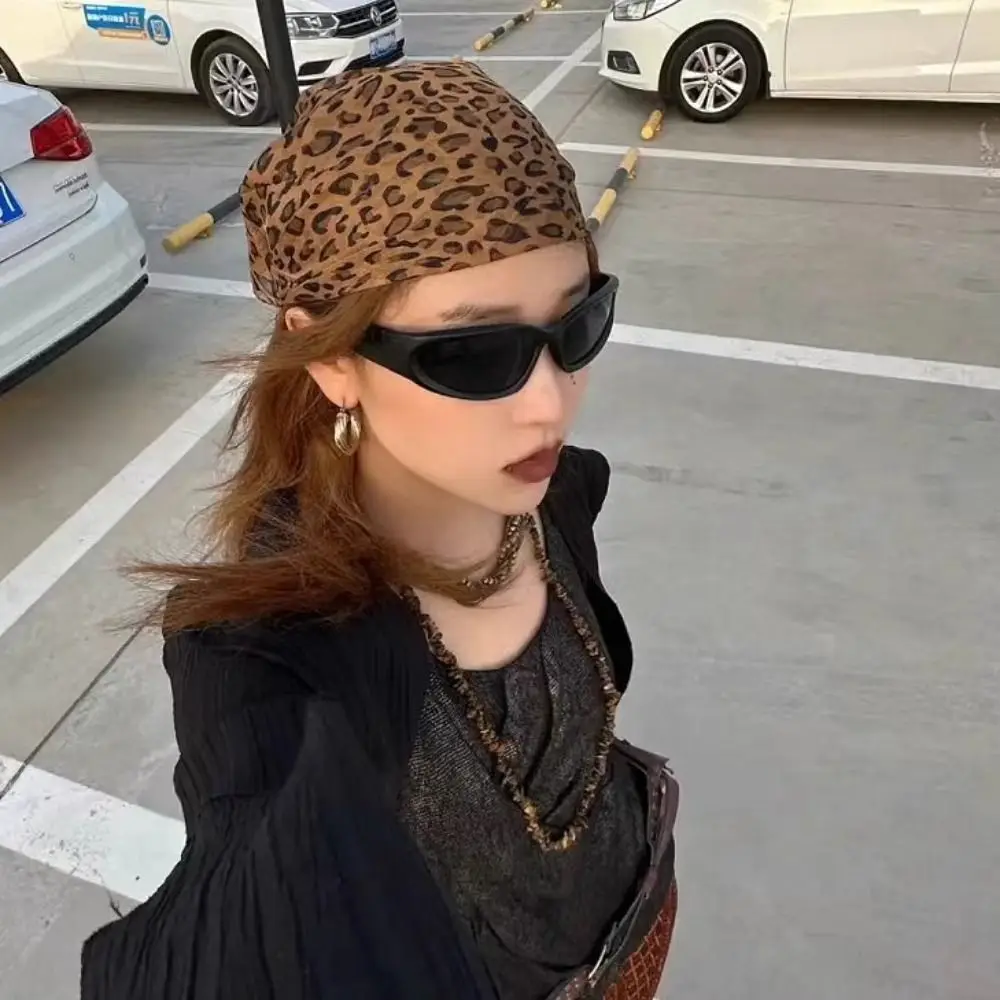 

Hip Hop Headband Leopard Print Turban Spice Girls Hair Band Printed Headscarf Head Scarf Y2k Small Square Scarf Vacation