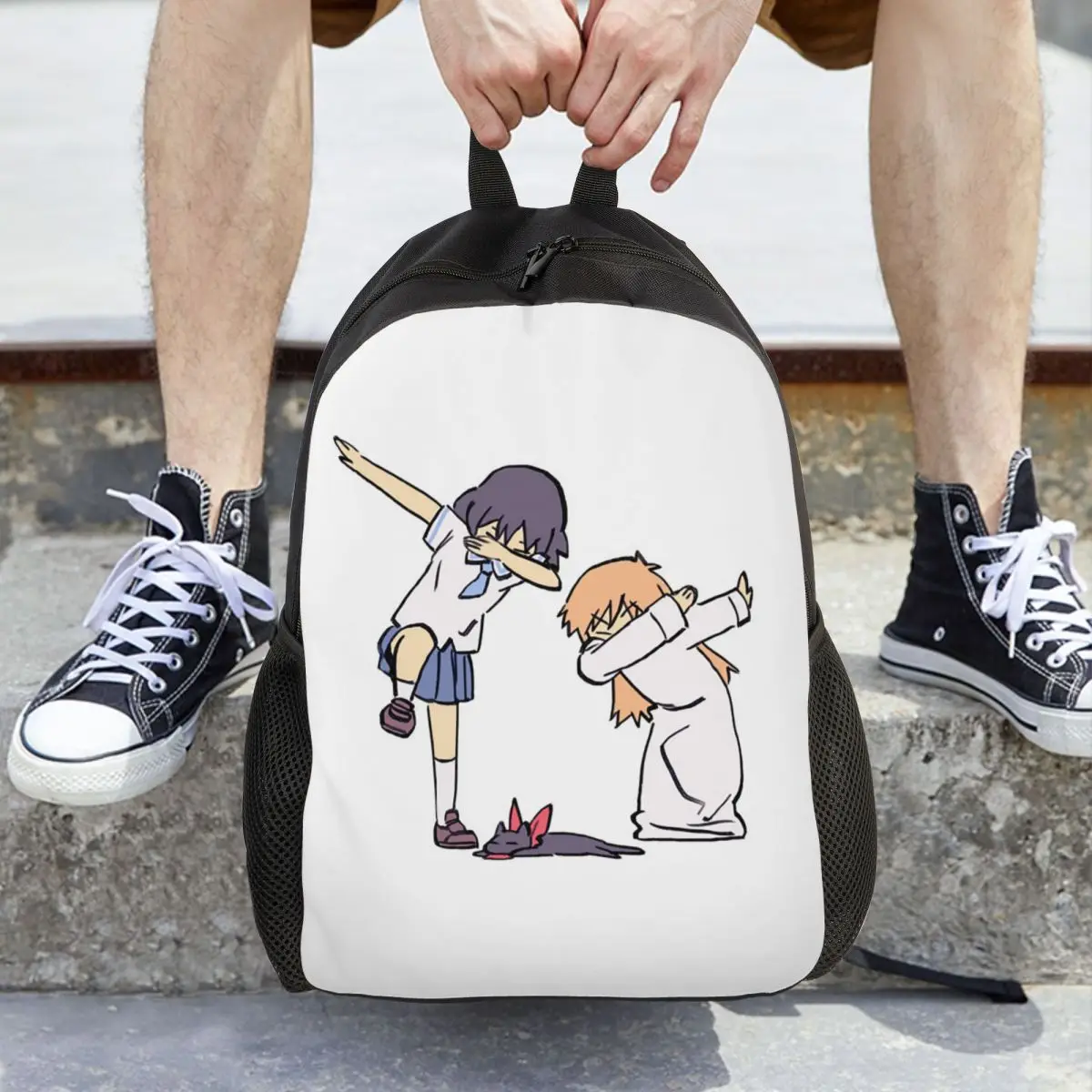 Scene Of Nano And Hakase Dabbing Azumanga Daioh Backpack Daypack Large Capacity Kids BookBag School Bag Shoulder Bags  Men Women