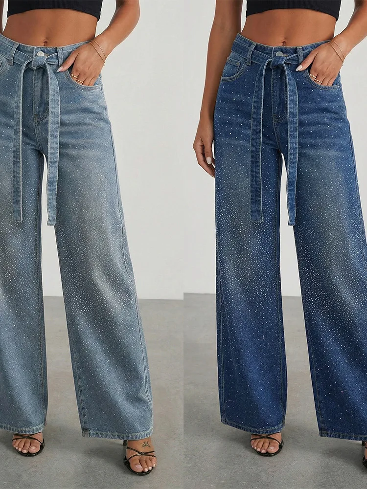 

High Waist Wideleg Casual Jeans Loose Fit Women's Denim Pants Vintage Waed Spring Collection Ladies Loose Trousers