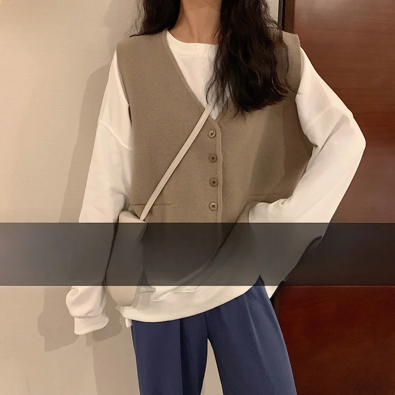 

Женский свободный вязаный жилет с v-образным вырезом, весна-осень, новый модный открытый кардиган, свитер, корейский Sle, обычный Svel