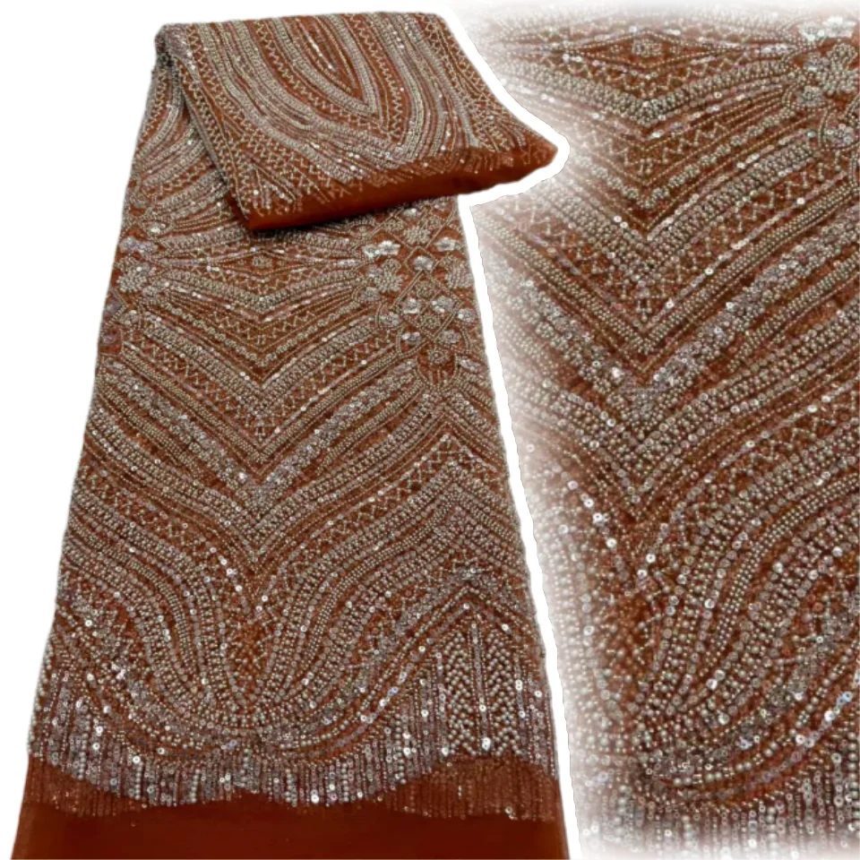 

Party Season African Sequins Beads Tulle Lace Fabric 5Yards High Quality French Embroidery Net Lace For Sewing Wedding CC1717