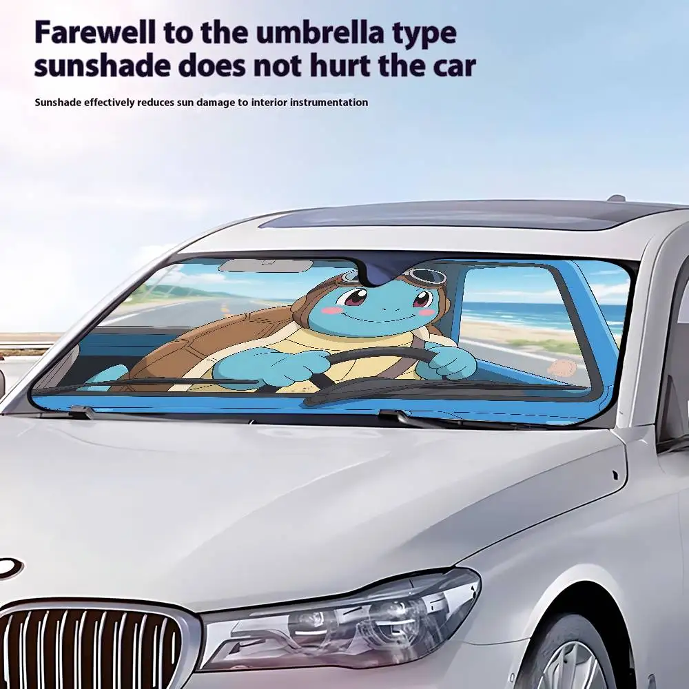 Cute Anime W-Pokemon-S-S Car Sunshade Curtains 130x70cm Car SunShade Windshield Cover UV Protection Auto Visor Accessories For C