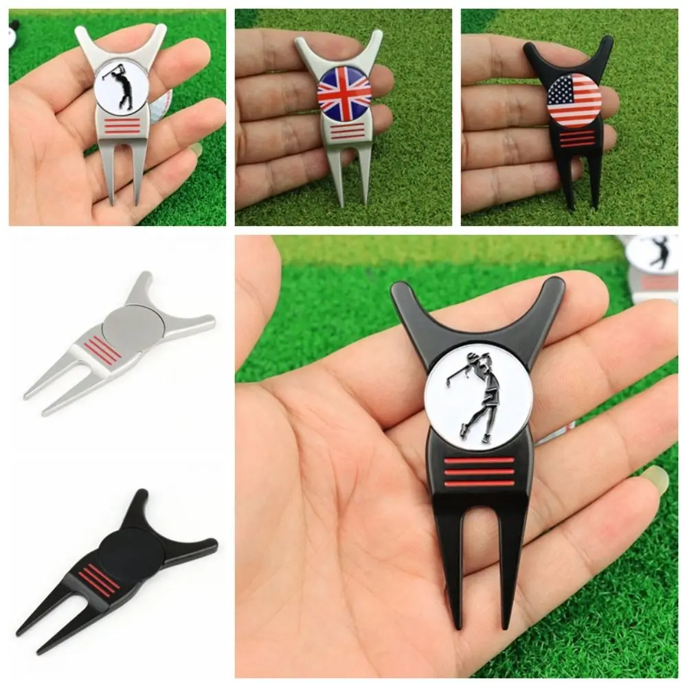 Pitch Golf Green Fork Magnetic Zinc Alloy Golf Divot Tool Dropship Golf Marker Pitch Groove Cleaner Groove Cleaner